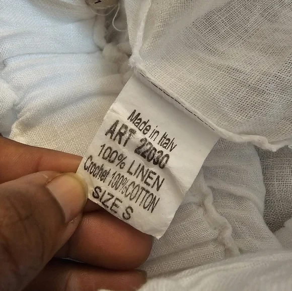 Valentina Naldi Linen Boho White Lace Trim High Rise Coastal Shorts Size 2 - Picture 5 of 6